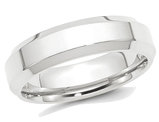 Men's Platinum Wedding Band Ring Beveled Edge 6mm
